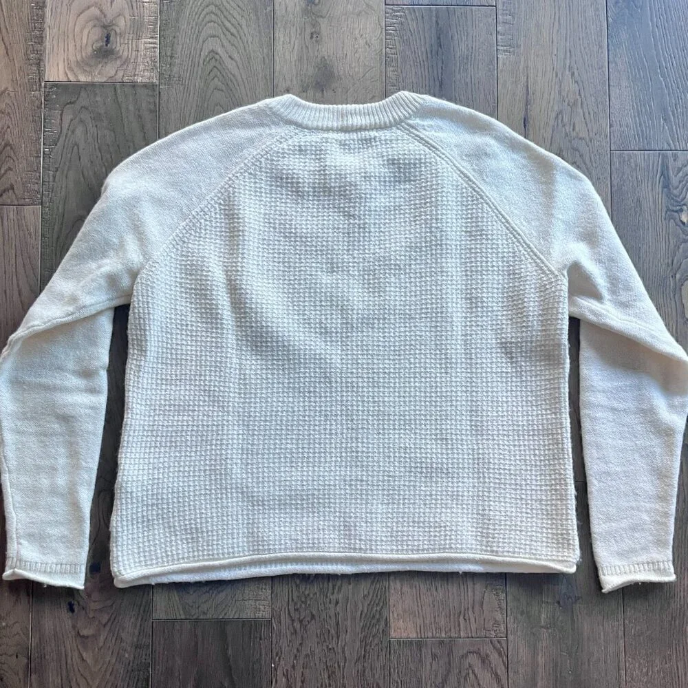 Madewell Waffle Knit Merino Cotton Crewneck Sweater Ivory Size XS